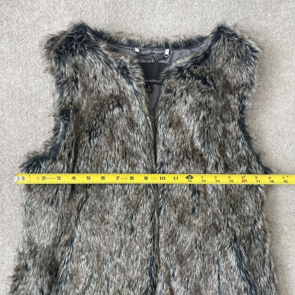 Banana Republic Vest Womens Small Brown Faux Fur Open Front Pockets Jacket - Picture 7 of 9